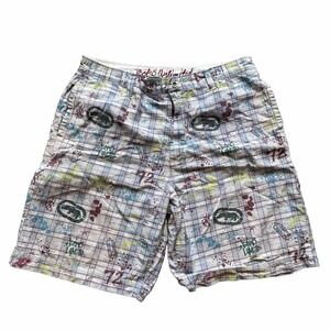 Ecko Unltd Unlimited Mens Size 42‎ Y2K Plaid Shorts Button Back Pockets